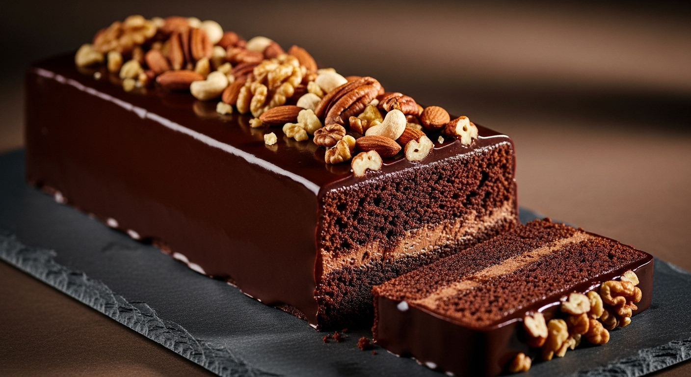 Receita de bolo úmido de chocolate e nozes