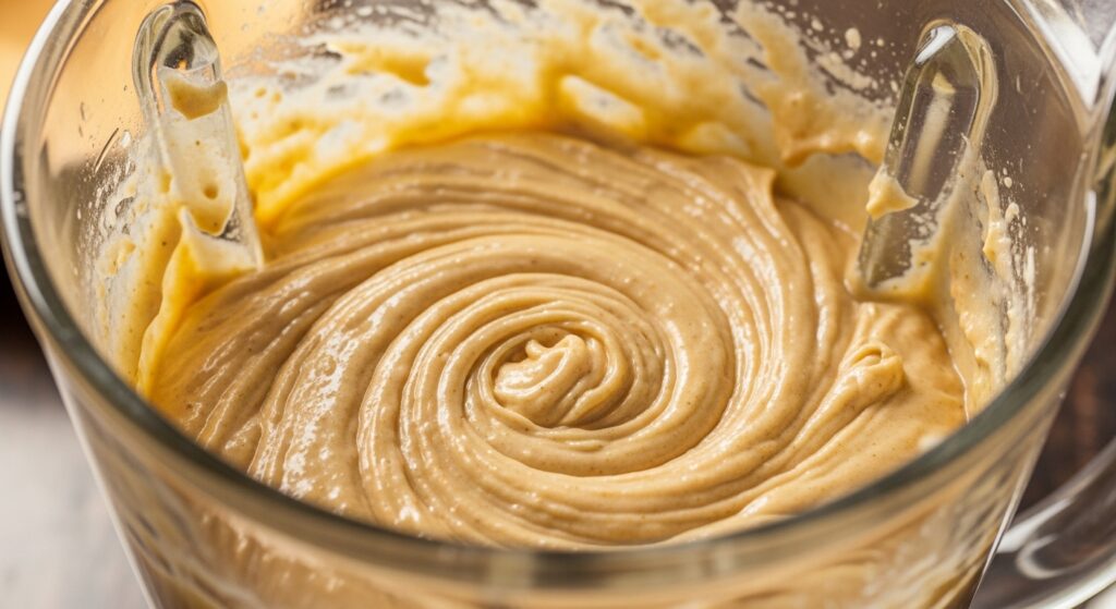 Massa da receita de pudim de pão amanhecido cremoso sendo preparada no liquidificador.