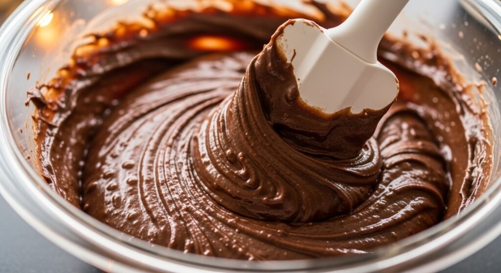 Ingredientes para a receita de cupcake de chocolate fofinho organizados em uma bancada de cozinha.