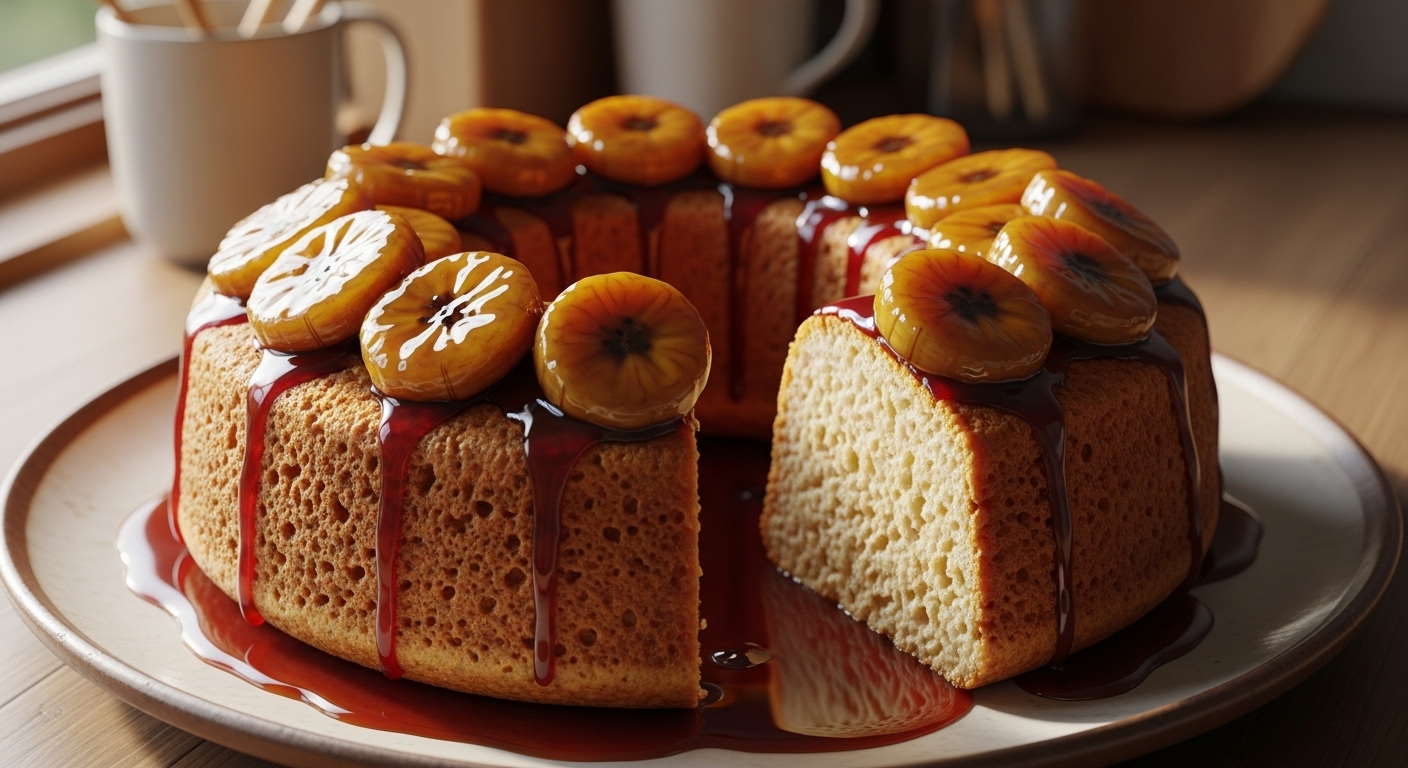 Bolo de Arroz Cru com Banana Caramelada: A Receita Fácil que Vai Te Surpreender!